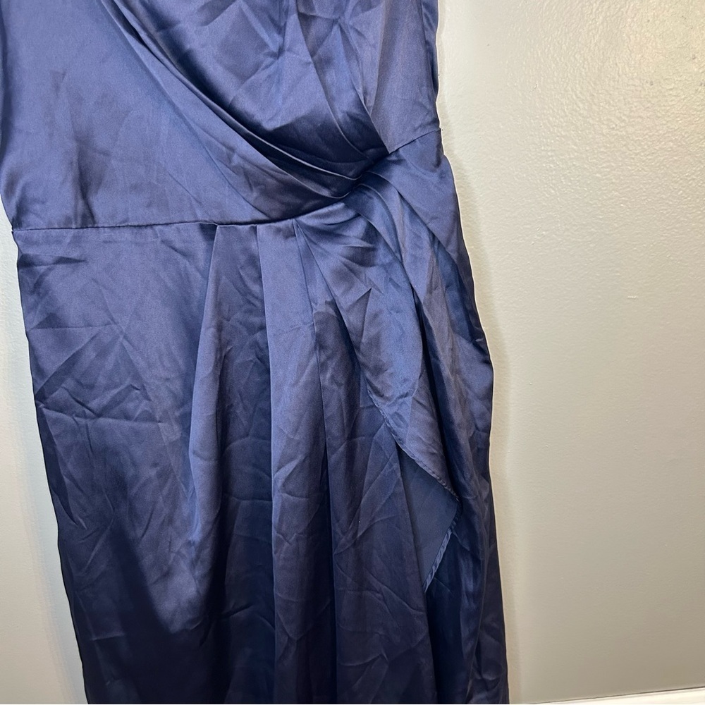 Lulus Law of Attraction Navy Blue One-Shoulder Asymmetrical Midi Dress, Size XS - Picture 7 of 13